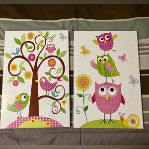 Wooden printed children’s artwork-set of 2